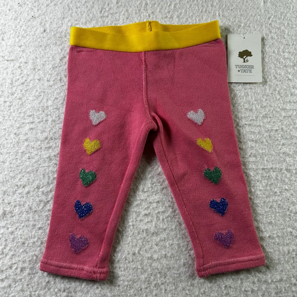 NWT Tucker Tate Pink‎ Heart Leggings Baby Girls 6M Sparkle Glitter Girlhoodcore